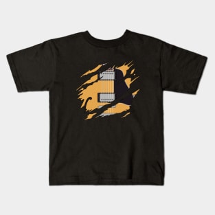 Ripped Electric Guitar Semi-Hollow Natural Color Kids T-Shirt